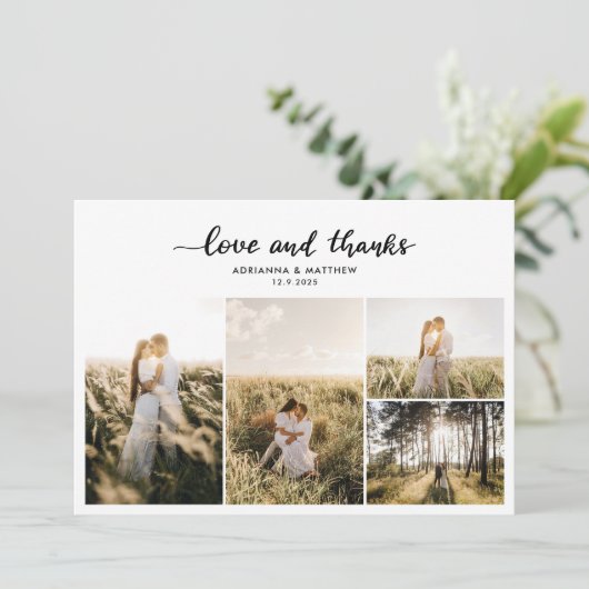 Wedding Photo Collage Elegant Liefde & Bedankt Scr (Staand voorkant)