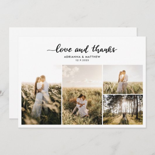 Wedding Photo Collage Elegant Liefde & Bedankt Scr (Voorkant / Achterkant)