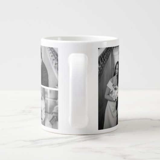 Wedding Photo Collage Mug with Initial & Date Grote Koffiekop (Achterkant)