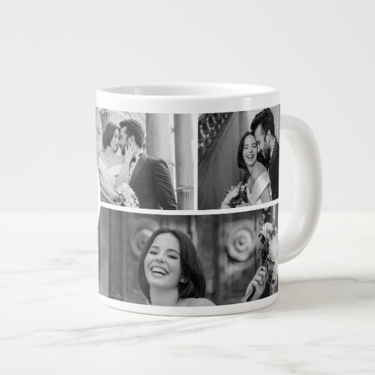 Wedding Photo Collage Mug with Initial & Date Grote Koffiekop (Voorkant rechts)
