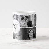Wedding Photo Collage Mug with Initial & Date Grote Koffiekop (Voorkant)