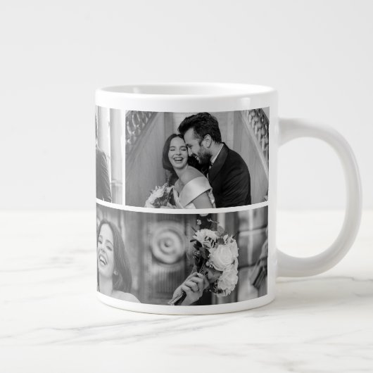 Wedding Photo Collage Mug with Initial & Date Grote Koffiekop (Rechts)