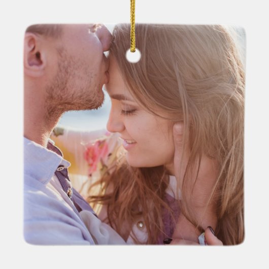 Wedding Photo Collage | Witte kerst Keramisch Ornament (Achterkant)