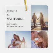 Wedding Photo Collage | Witte kerst Keramisch Ornament (Voorkant)