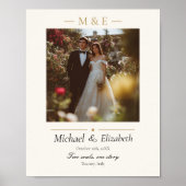Wedding Photo Elegant Cream Gold Modern Custom Poster (Voorkant)