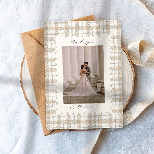 Wedding Photo Guest Appreciation Gingham Bedankkaart