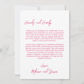 Wedding Photo Guest Appreciation Pink Bow Bedankkaart (Achterkant)