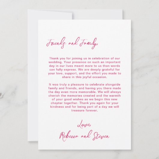 Wedding Photo Guest Appreciation Pink Bow Bedankkaart (Achterkant)