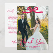 Wedding Photo Guest Appreciation Pink Bow Bedankkaart (Voorkant / Achterkant)