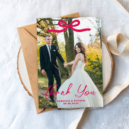 Wedding Photo Guest Appreciation Pink Bow Bedankkaart