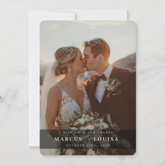 WEDDING PHOTO modern elegant chic ampersand black Bedankkaart (Voorkant)