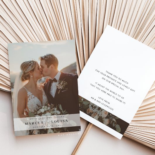 WEDDING PHOTO modern elegant chic ampersand white Bedankkaart