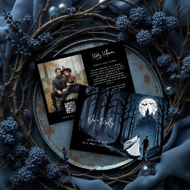 Wedding Photo & QR Haunted Castle Gothic Save The Date
