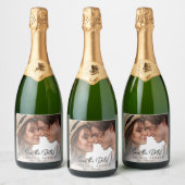 Wedding Photo Save the Date Sparkling Wine Label Wijnetiket (Flessen)