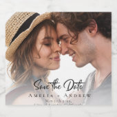 Wedding Photo Save the Date Sparkling Wine Label Wijnetiket (Enkel label)