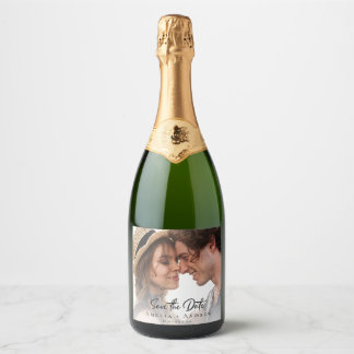 Wedding Photo Save the Date Sparkling Wine Label Wijnetiket