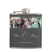 Wedding Photo Script Mr en Mrs Flask | Grijs Heupfles (Voorkant)