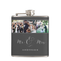 Wedding Photo Script Mr en Mrs Flask | Grijs