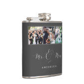Wedding Photo Script Mr en Mrs Flask | Grijs Heupfles (Rechts)