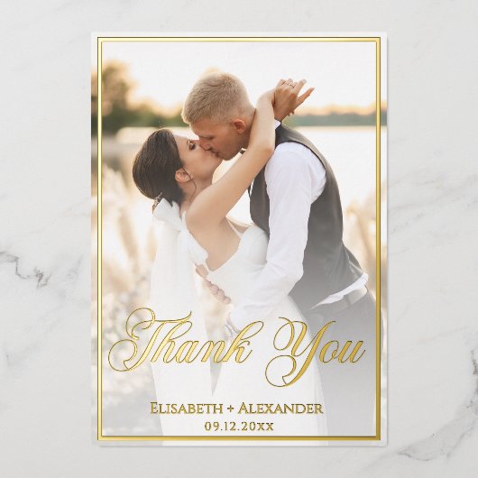 Wedding Photo Script THANK YOU Foil Card Folie Uitnodiging (Voorkant)