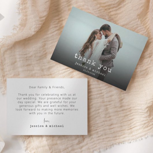 Wedding Photo Simple Minimalist Thank You Card Bedankkaart