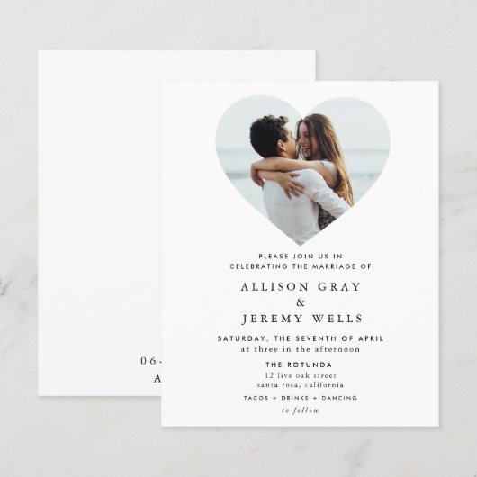 Wedding Photo Uitnodiging (Voorkant / Achterkant)