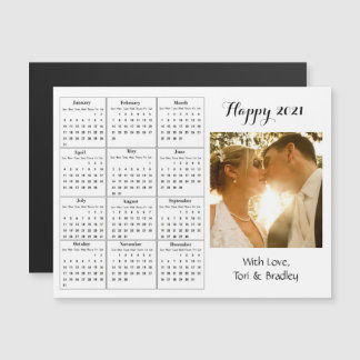 Wedding Photo White Mini 2021-kalender Magnetische Uitnodiging