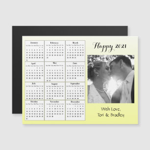 Wedding Photo Yellow Gradient Mini 2021-kalender Magnetische Uitnodiging