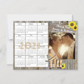 Wedding Photo Yellow Sunflower Mini 2021-kalender Magnetische Uitnodiging (Voorkant)