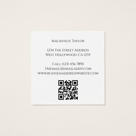 Wedding Photographer 2 Photo Personalized QR Code Vierkante Visitekaartjes (Achterkant)