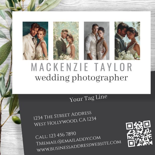 Wedding Photographer 4 Photo Personalized QR Code Visitekaartje