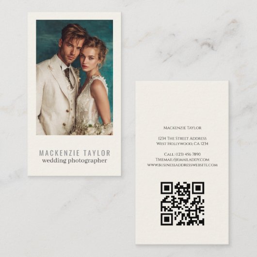 Wedding Photographer Photo Personalized QR Code Visitekaartje (Voorkant / Achterkant)