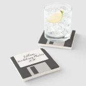 Wedding Photos Stone Coaster | Retro Floppy Disk Stenen Onderzetter (Zijkant)