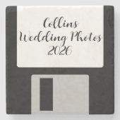 Wedding Photos Stone Coaster | Retro Floppy Disk Stenen Onderzetter (Voorkant)