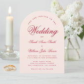 Wedding Pink Arch Red Script Simple Calligraphy  Kaart