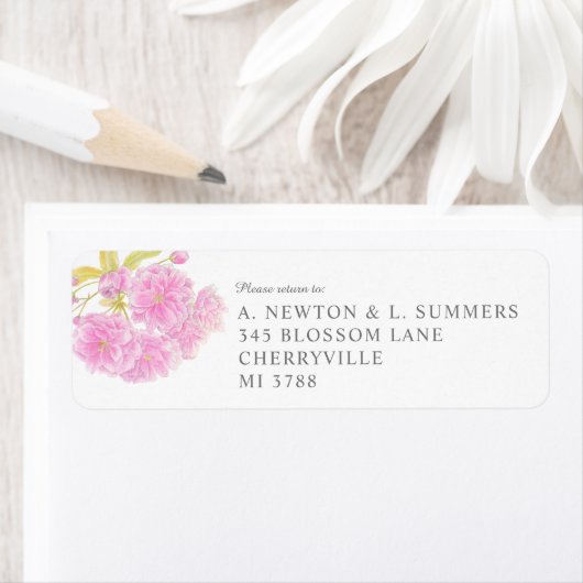 Wedding pink blossom watercolor customized address etiket (Insitu)