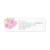 Wedding pink blossom watercolor customized address etiket (Voorkant)