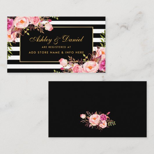 Wedding Pink Blush Gold Black Registry Insert Kaar Informatiekaartje (Voorkant / Achterkant)