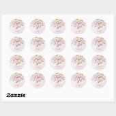 Wedding Pink Floral Thanks to You Whimsical Quote Ronde Sticker (Vel)