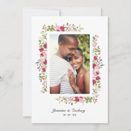 Wedding Pink & Red Shades Flowers & Branches Photo Kaart