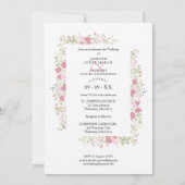 Wedding Pink & Red Shades Flowers & Branches Photo Kaart (Achterkant)