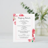 Wedding Pink White Watercolor Magnolia Informatiekaartje (Staand voorkant)