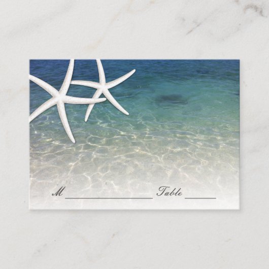 Wedding Place Card | Blue Zee Starfish Beach Plaatskaartje (Voorkant)