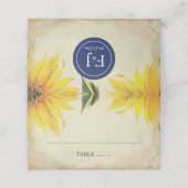 Wedding Place Card, Escort Kaart, Zonnebloem & Bla Plaatskaartje (Buitenkant ongevouwen)