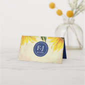 Wedding Place Card, Escort Kaart, Zonnebloem & Bla Plaatskaartje (Achterkant)