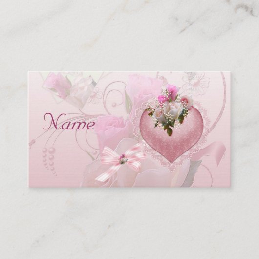 Wedding Place Card Naam Pink Floral Verwijder "Naa Plaatskaartje (Voorkant)