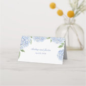 Wedding Place Cards, Blue Hydrangea Border Classic Plaatskaartje (Achterkant)