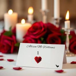 Wedding Place Cards Chicken Icon-Red Roses Kaart