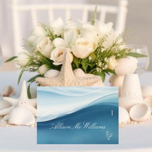 Wedding Place Cards Chicken Icon-Serene Blue Kaart