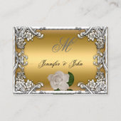 Wedding Place Cards Gold Cream Roos Silver White Plaatskaartje (Achterkant)